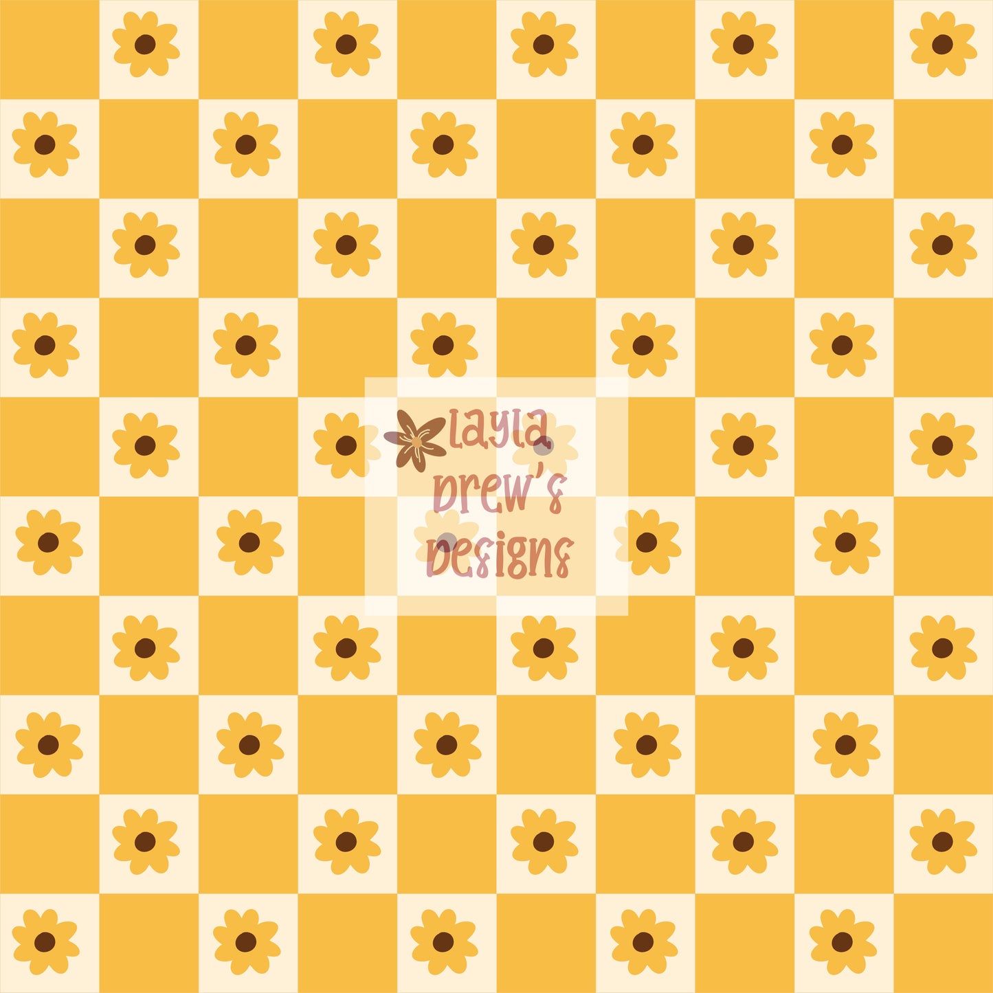 Yellow Flowers Checkerboard