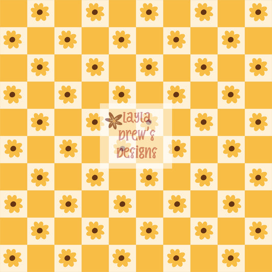 Yellow Flowers Checkerboard